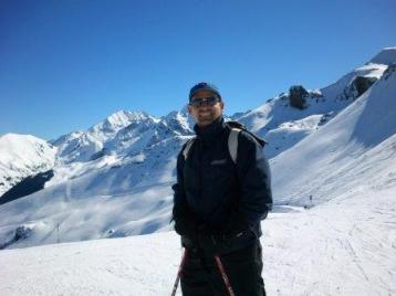 Skiing in Val Louron (France).